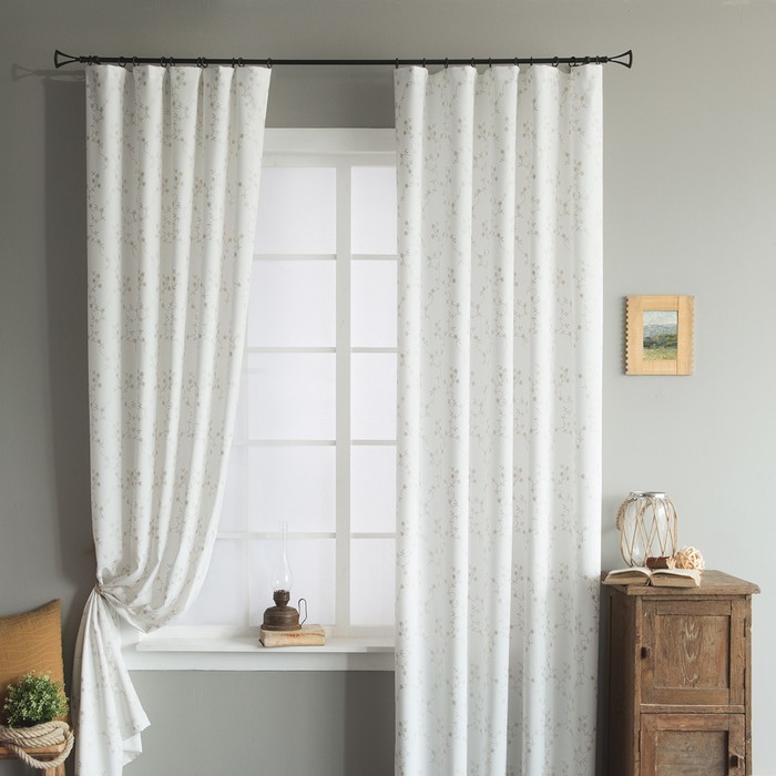 Комплект штор «Лэйс», размер 145х260 см-2 шт, цвет бежевый