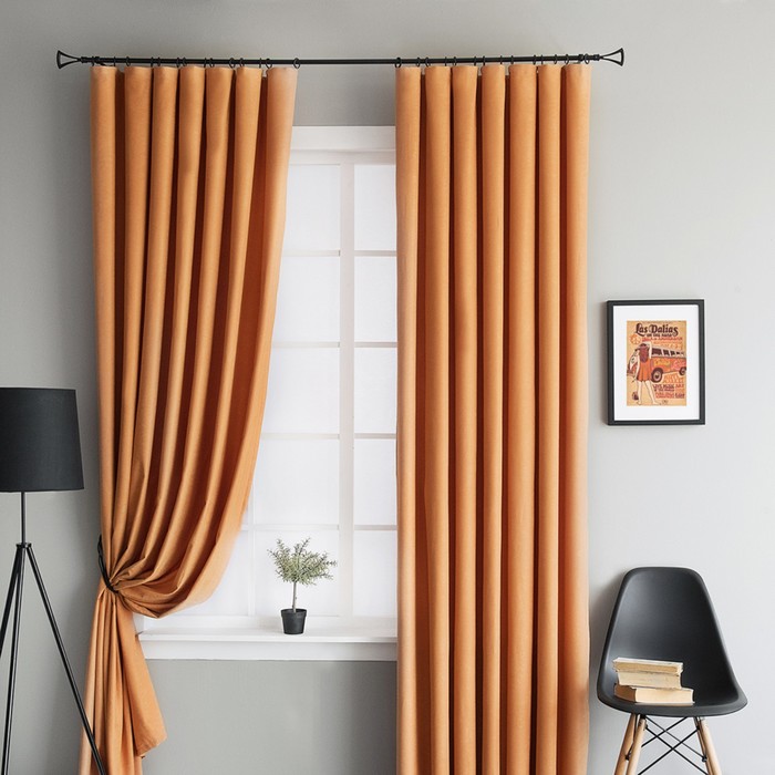 Комплект штор «Лисса», размер 205х270 см-2 шт, цвет оранжевый