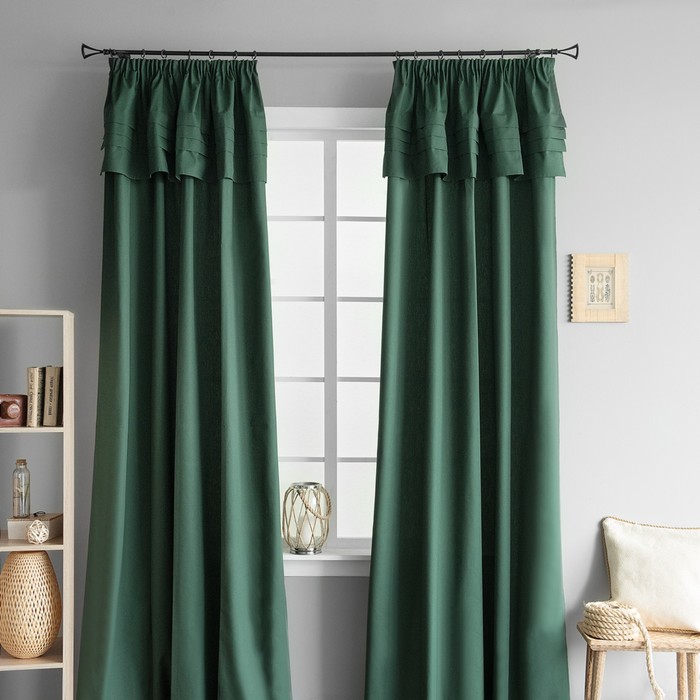 Комплект штор «Курт», размер 140х270 см-2 шт, цвет зелёный