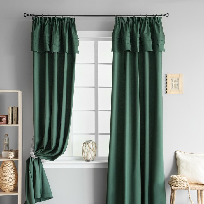 Комплект штор «Курт», размер 140х270 см-2 шт, цвет зелёный