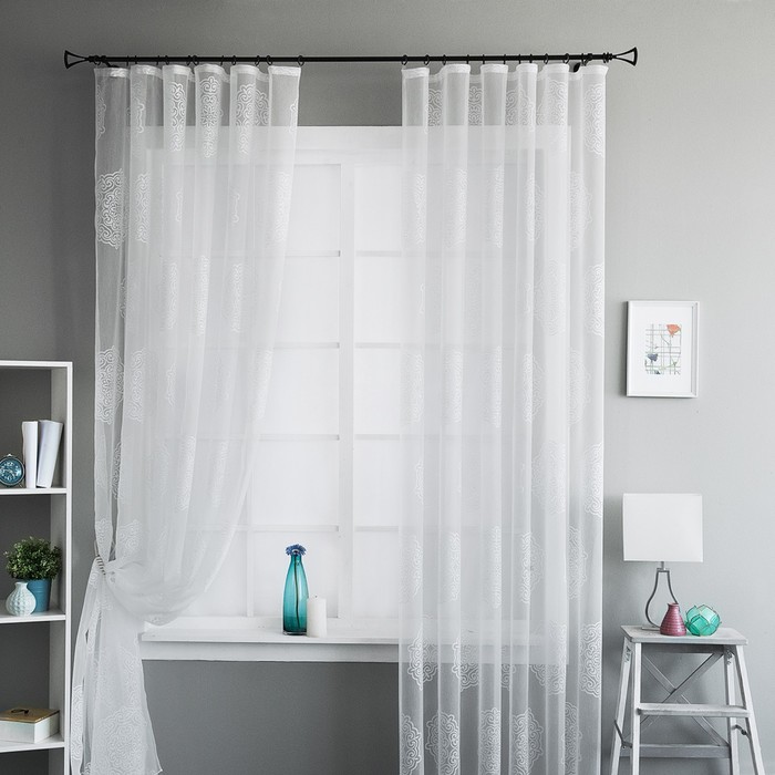 Комплект штор «Кейтлин», размер 180х290 см-2 шт, цвет белый
