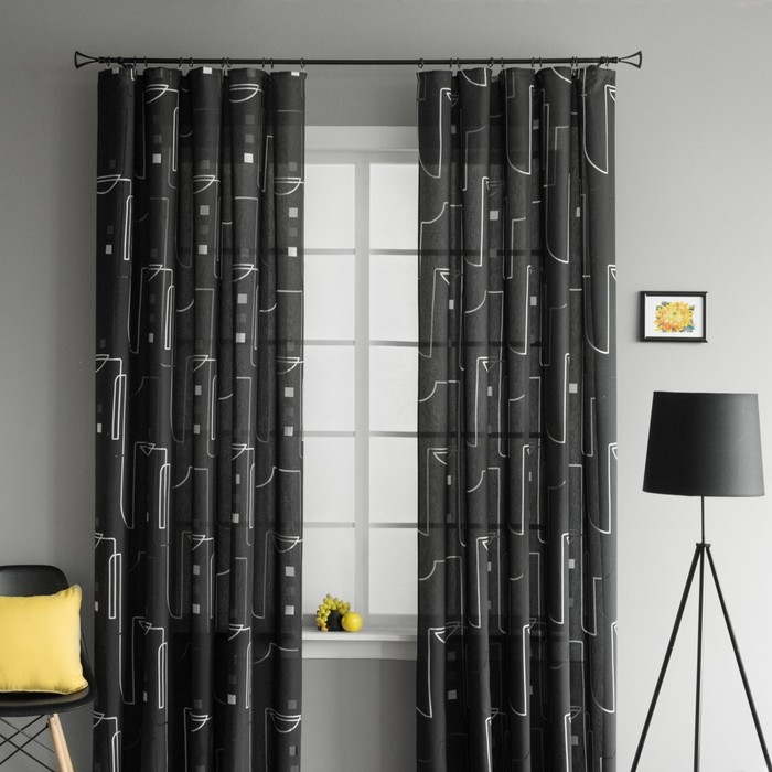 Комплект штор «Арьен», размер 190х270 см-2 шт, цвет чёрный