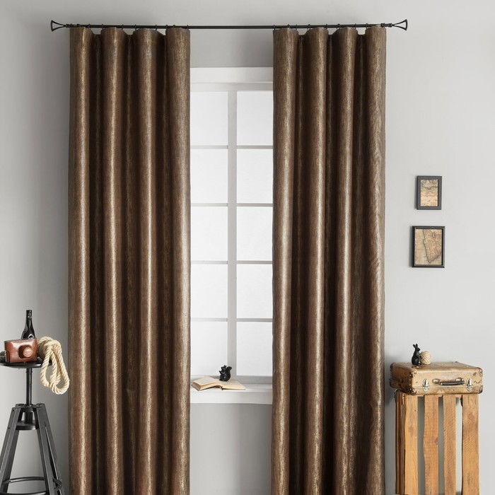 Комплект штор «Алонсо», размер 145х260 см-2 шт, цвет коричневый