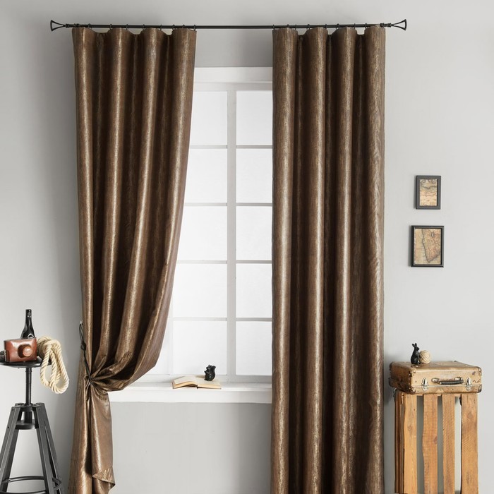 Комплект штор «Алонсо», размер 145х260 см-2 шт, цвет коричневый