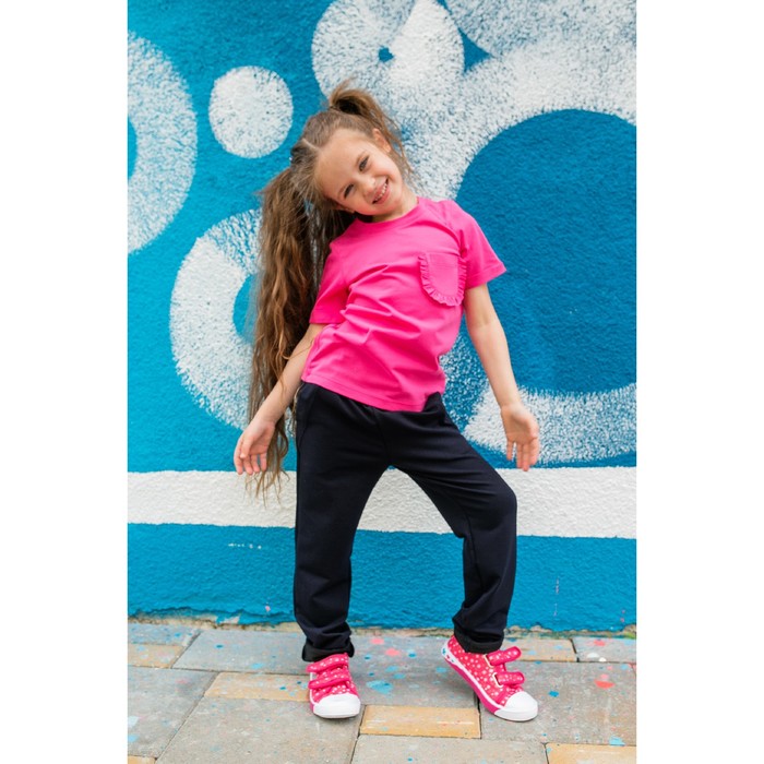 Футболка для девочки MINAKU "Рюши", вид 3, рост 122-128 см, цвет малиновый