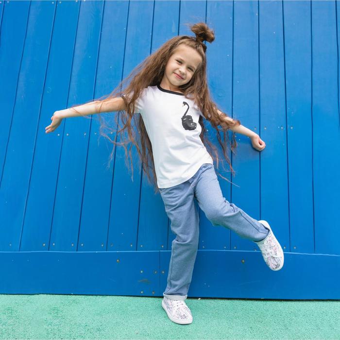 Футболка для девочки MINAKU "Лебедь", рост 134-140 см, цвет белый