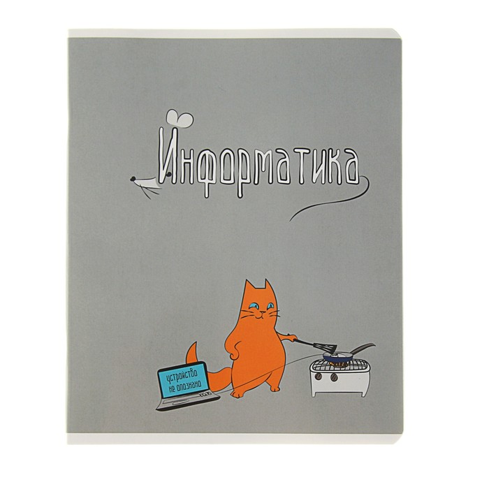 Тетрадь предметная "Жизнь кота. Информатика", 48 листов клетка, УФ-лак