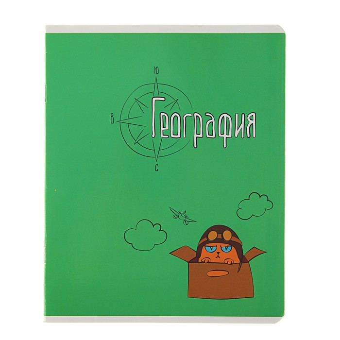 Тетрадь предметная "Жизнь кота. География", 48 листов клетка, УФ-лак