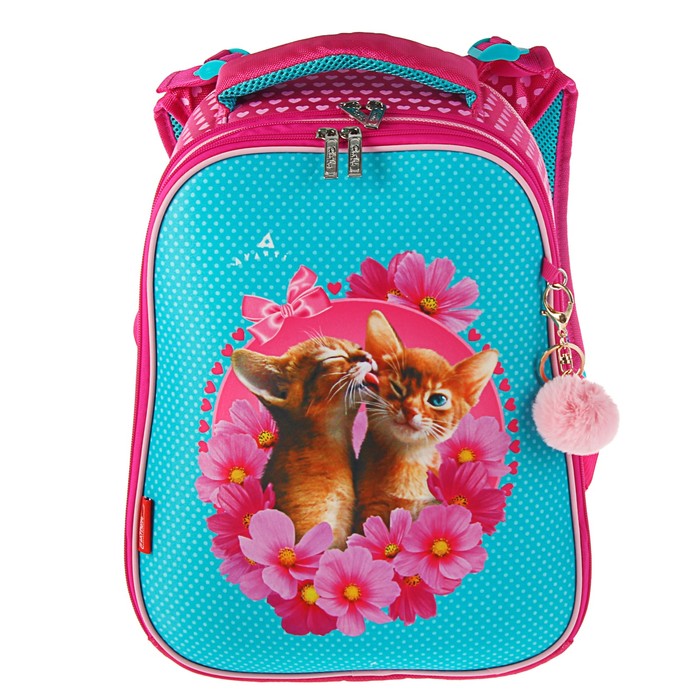 Рюкзак каркасный Hatber, 37 х 29 х 17 см, Ergonomic "Милашки", розовый/голубой