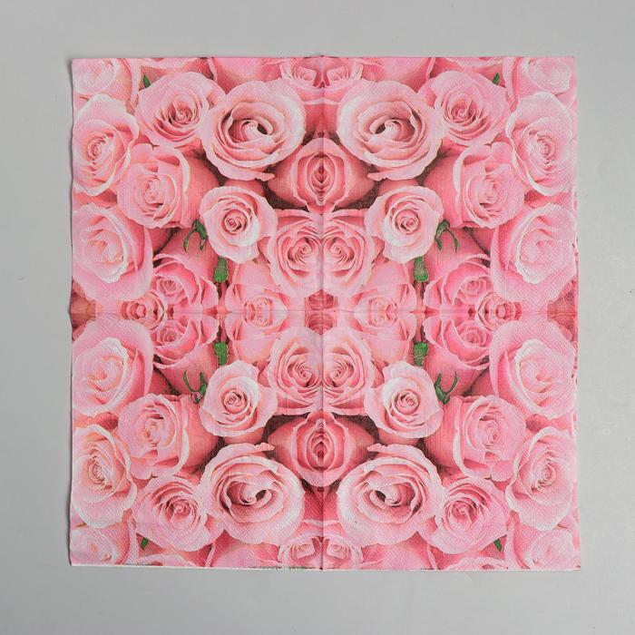 Салфетки бумажные "Розы", 33 × 33 см, набор 20 шт., цвет розовый