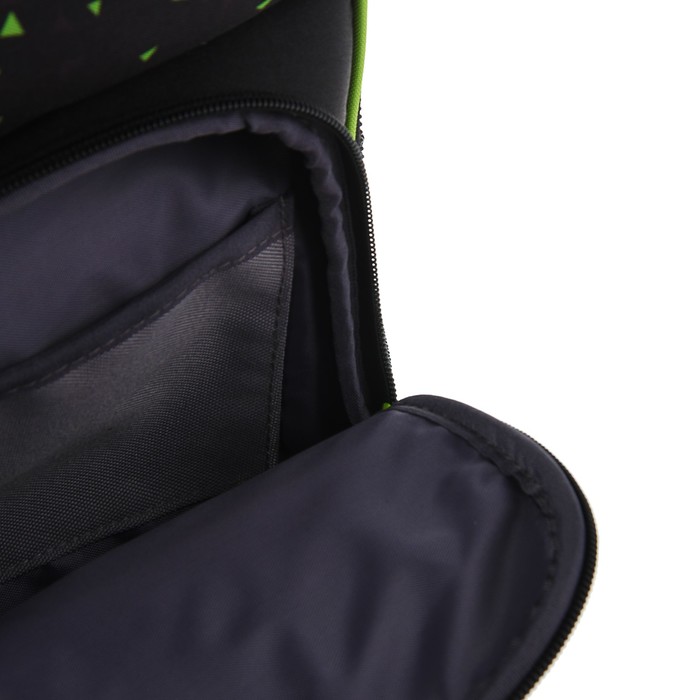 Рюкзак школьный эргоном.спинка Hatber Comfort дев 37*32*19 Wind, чёрный/зелёный NRk_24058