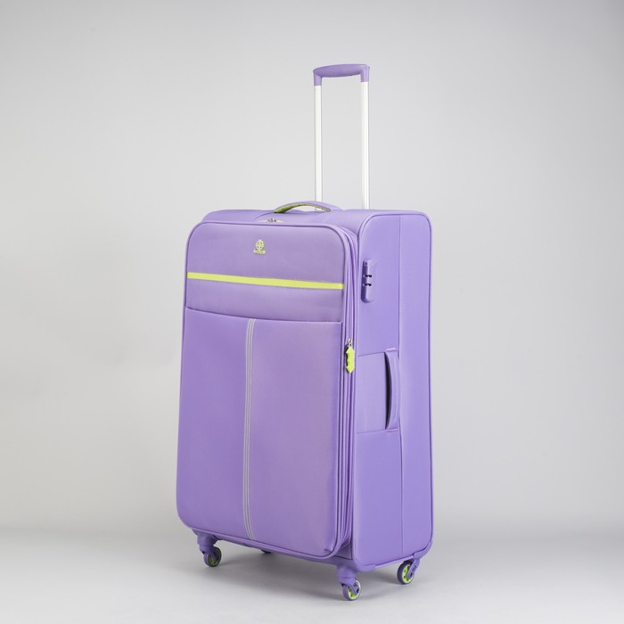 Чемодан большой с расширением 28", отдел на молнии, наружный карман, кодовый замок, 4 колеса, цвет лавандовый