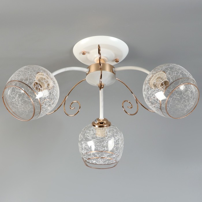 Люстра "Канна" 3х60Вт E27 белый-золото 57x57x26 см.