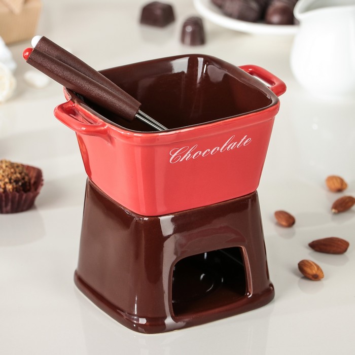 Набор для фондю "Лакомка" 2 шпажки 15 см, цвет красно-коричневый