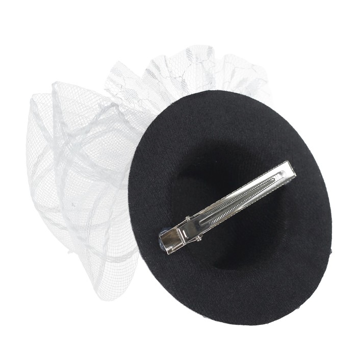 Карнавальный зажим "Шляпка", цвет серебро