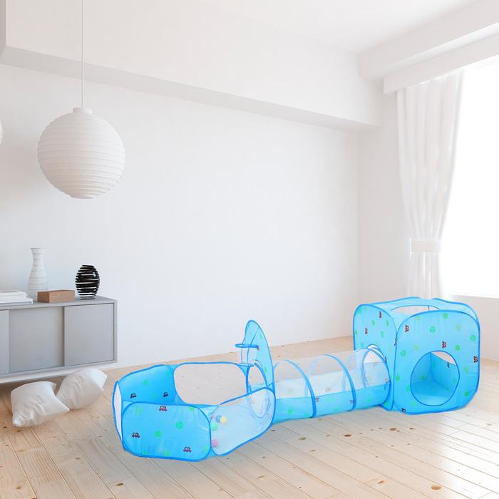 Палатка детская игровая квадратная с тонелем и сухим бассейном, розовая, 20 шаров в наборе