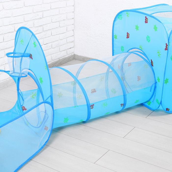 Палатка детская игровая квадратная с тонелем и сухим бассейном, розовая, 20 шаров в наборе