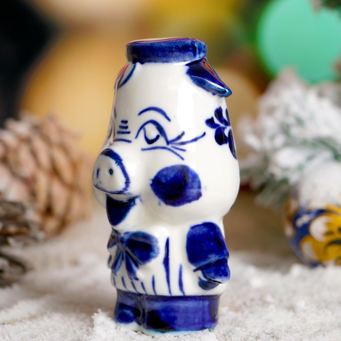 Сувенир "Поросёнок Мойша", гжель, фарфор, 10 см