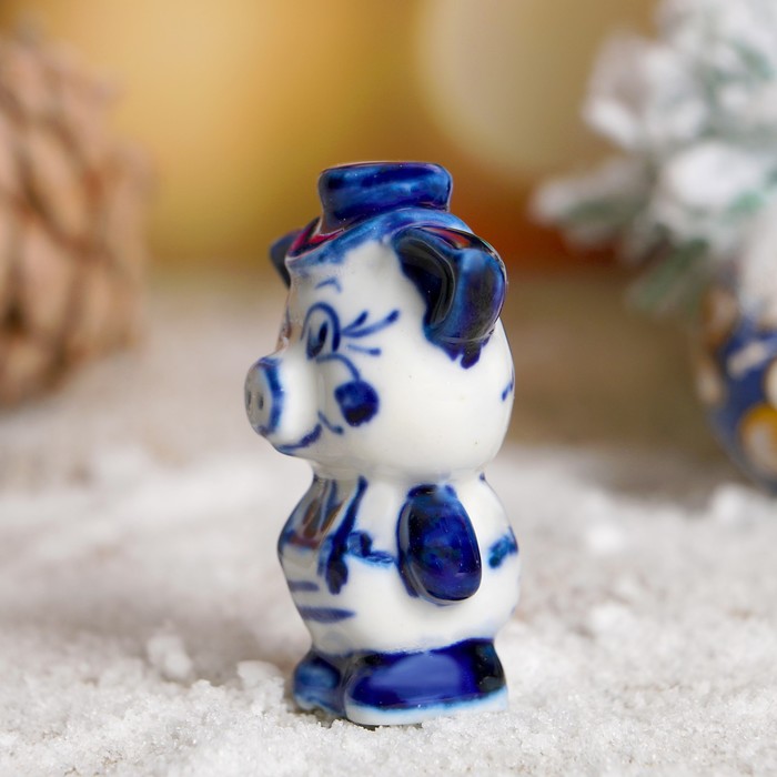 Сувенир "Поросёнок Шаня", гжель, фарфор, 6 см