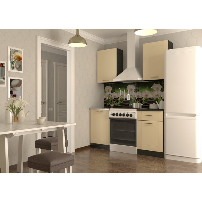 Кухонный гарнитур прямой Акация 1, 1000 мм, цвет Ваниль
