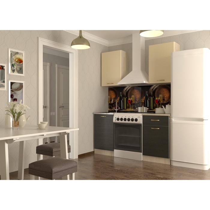 Кухонный гарнитур прямой Акация 1, 1000 мм, цвет Ваниль/Венге