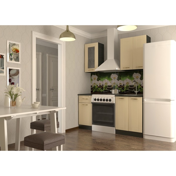 Кухонный гарнитур прямой Акация 2, 1000 мм, цвет Ваниль