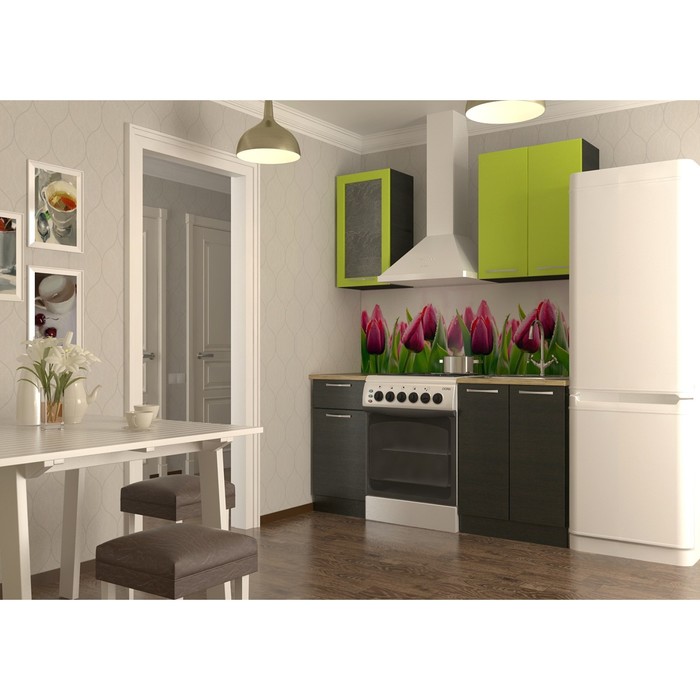 Кухонный гарнитур прямой Акация 2, 1000 мм, цвет Лайм/Венге