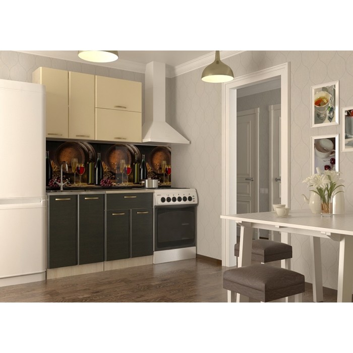 Кухонный гарнитур прямой Акация 3, 1200 мм, цвет Ваниль/Венге