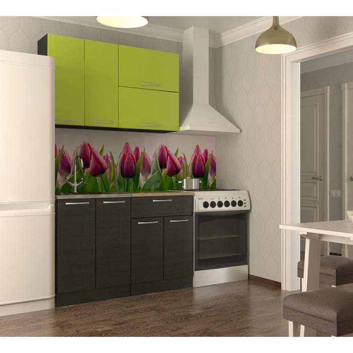 Кухонный гарнитур прямой Акация 3, 1200 мм, цвет Лайм/Венге