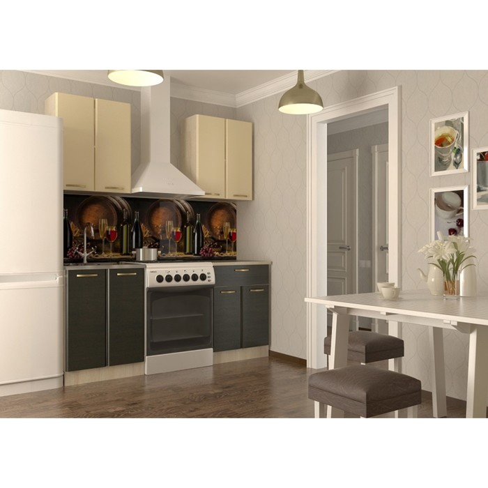 Кухонный гарнитур прямой Акация 4, 1200 мм, цвет Ваниль/Венге