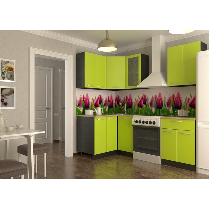 Кухонный гарнитур угловой Акация 5, 1600 х 1200 мм, цвет Лайм