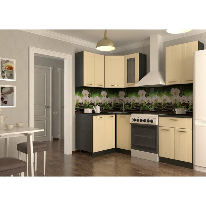 Кухонный гарнитур угловой Акация 5, 1600 х 1200 мм, цвет Ваниль