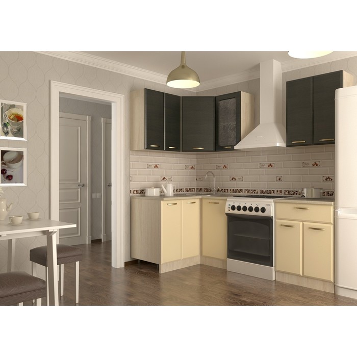 Кухонный гарнитур угловой Акация 5, 1600 х 1200 мм, цвет Венге/Ваниль