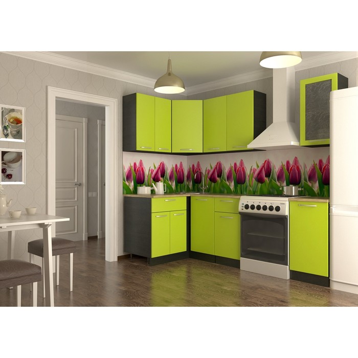 Кухонный гарнитур угловой Акация 6, 1800 х 1200 мм, цвет Лайм