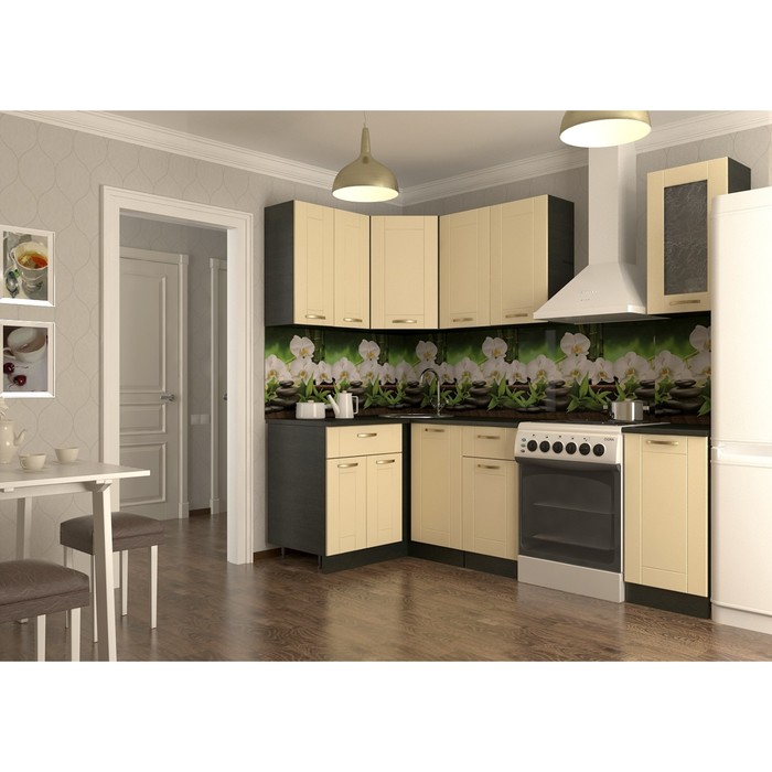 Кухонный гарнитур угловой Акация 6, 1800 х 1200 мм, цвет Ваниль