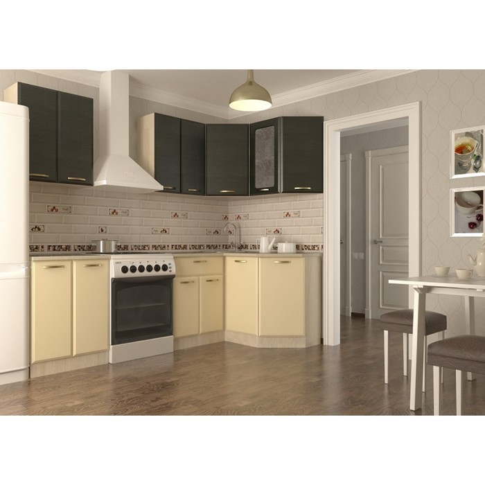 Кухонный гарнитур угловой правый Акация 07, 1800 х 1285 мм, цвет Венге/Ваниль