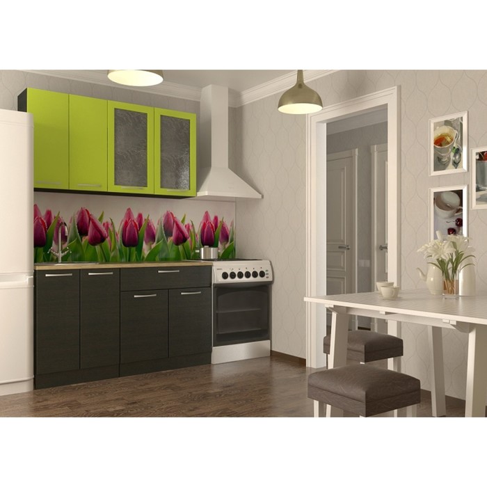 Кухонный гарнитур прямой Акация 8, 1400 мм, цвет Лайм/Венге