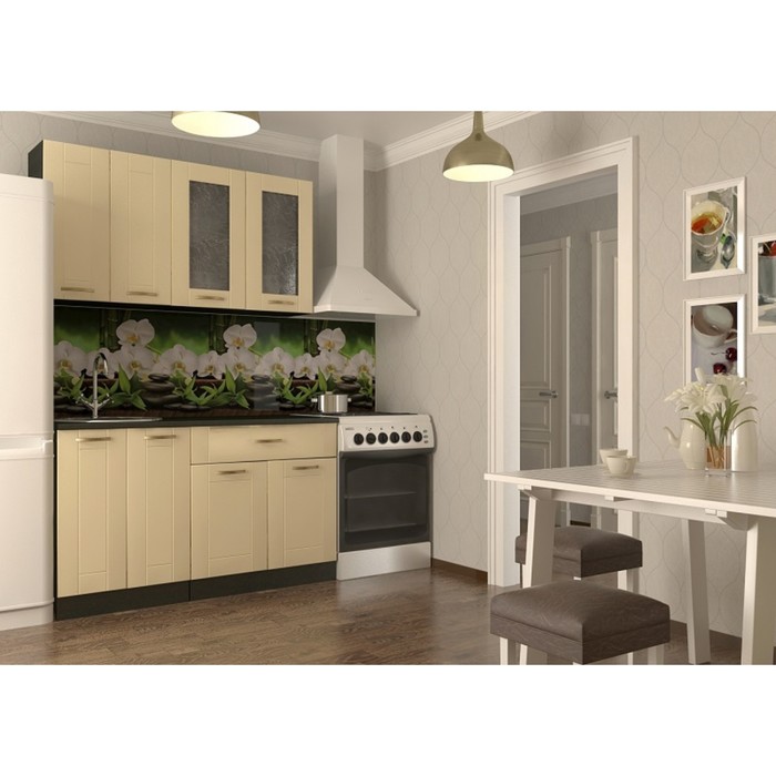 Кухонный гарнитур прямой Акация 8, 1400 мм, цвет Ваниль
