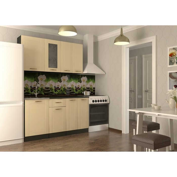 Кухонный гарнитур прямой Акация 10, 1500 мм, цвет Ваниль