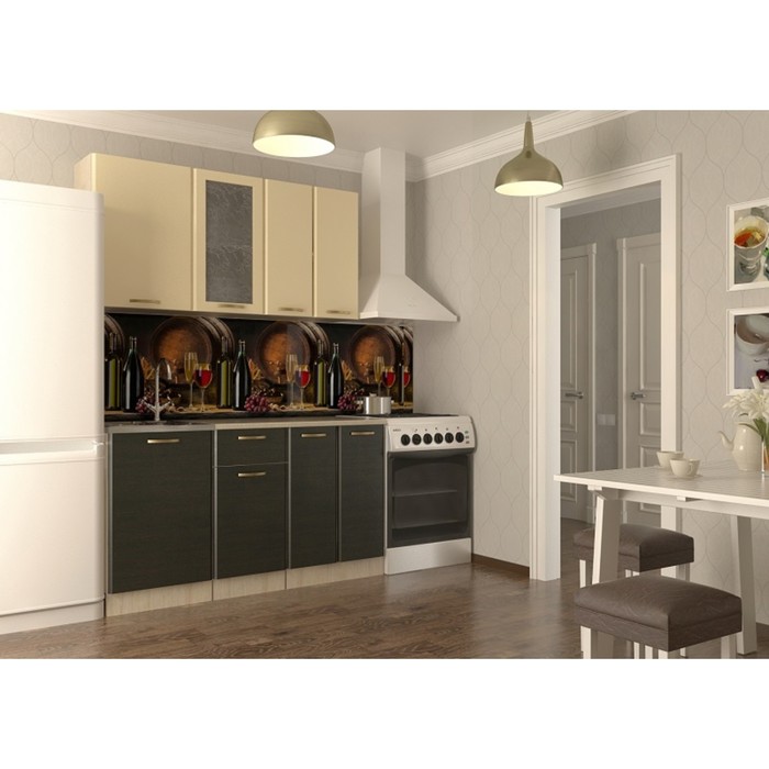 Кухонный гарнитур прямой Акация 10, 1500 мм, цвет Ваниль/Венге