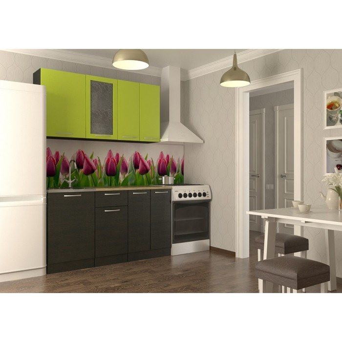 Кухонный гарнитур прямой Акация 10, 1500 мм, цвет Лайм/Венге