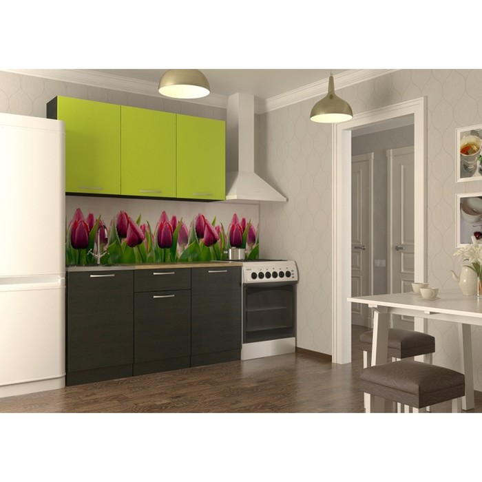 Кухонный гарнитур прямой Акация 11, 1500 мм, цвет Лайм/Венге