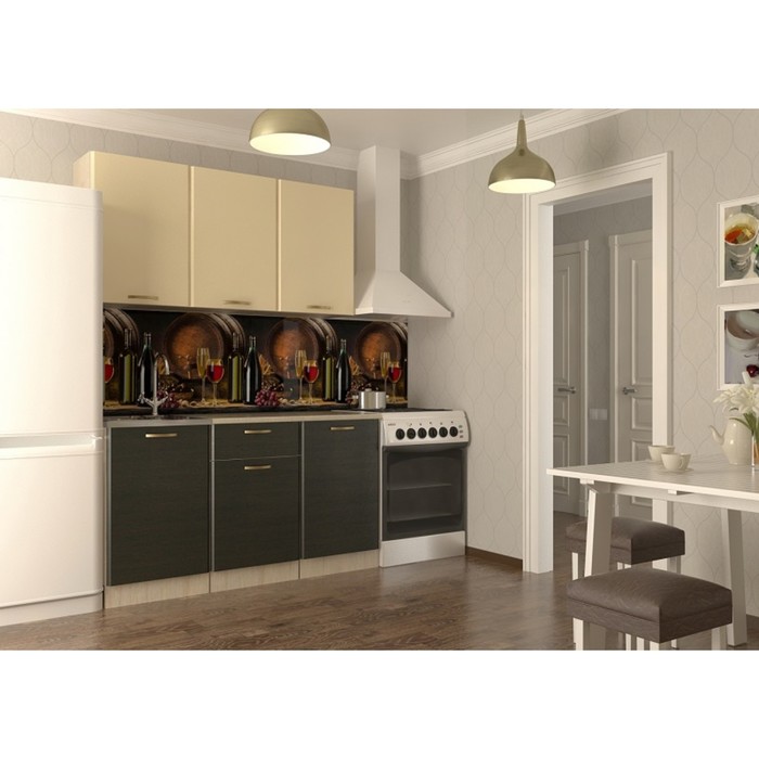 Кухонный гарнитур прямой Акация 11, 1500 мм, цвет Ваниль/Венге