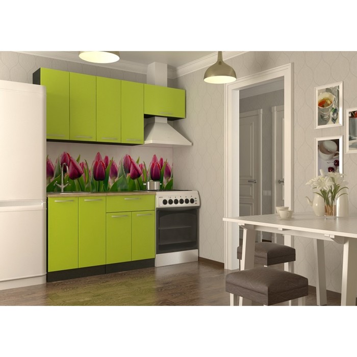 Кухонный гарнитур прямой Акация 14, 1800 мм, цвет Лайм