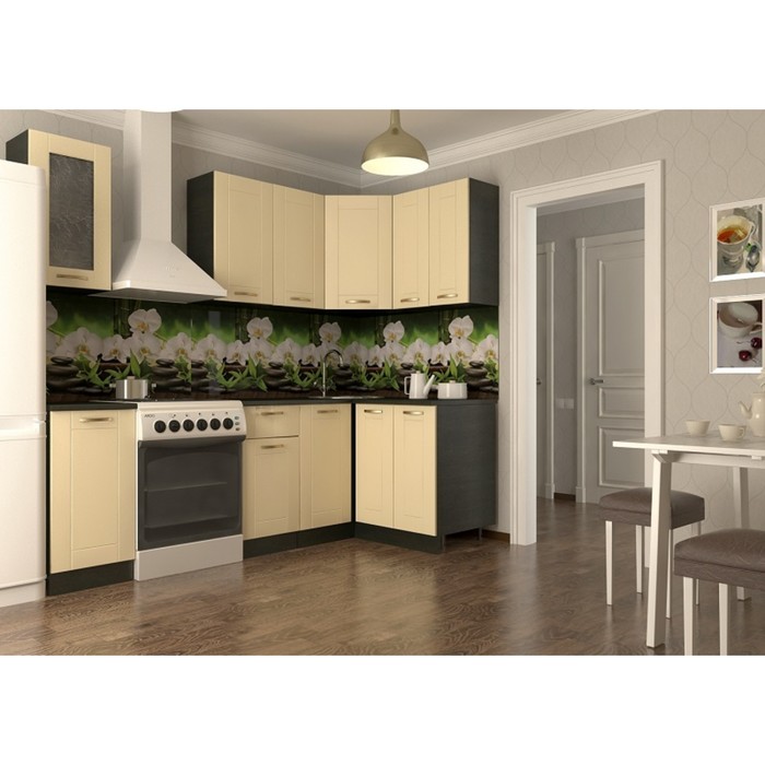 Кухонный гарнитур угловой Акация 16, 1800 х 1200 мм, цвет Ваниль