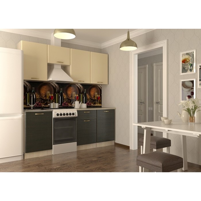 Кухонный гарнитур прямой Акация 18, 2000 мм, цвет Ваниль/Венге