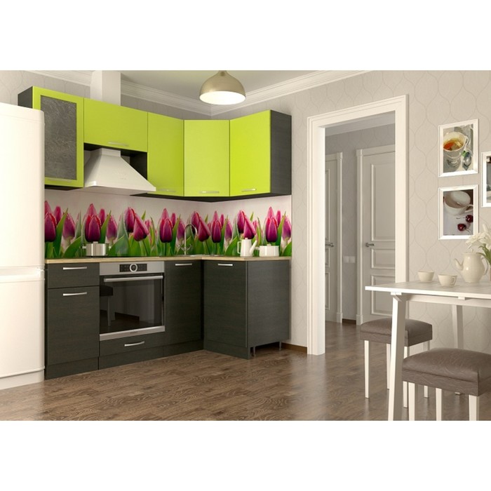 Кухонный гарнитур угловой Акация 19, 2000 х 1100 мм, цвет Лайм/Венге