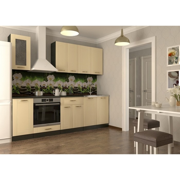 Кухонный гарнитур прямой Акация 22, 2400 мм, цвет Ваниль