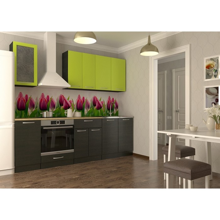 Кухонный гарнитур прямой Акация 22, 2400 мм, цвет Лайм/Венге