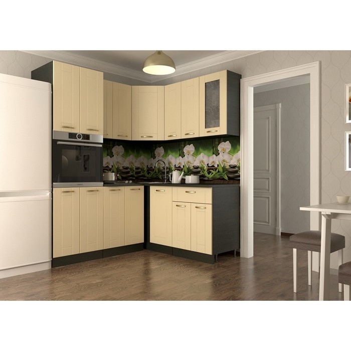 Кухонный гарнитур угловой Акация 23, 1800 х 1600 мм, цвет Ваниль